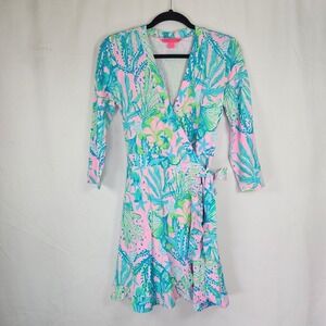 Lilly Pulitzer Jessalynne Skorts Romper Wrap Dress Mandevilla 004725 Small